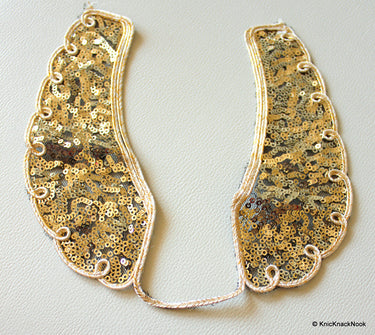 Black Mesh Gold Sequins Neck Collar Trim
